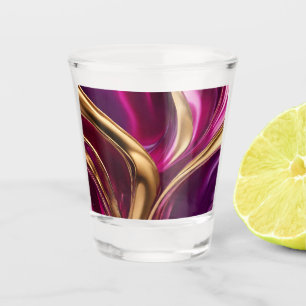 Modern Party Glasses- Fuchsia Purple and Gold- Shot Glass