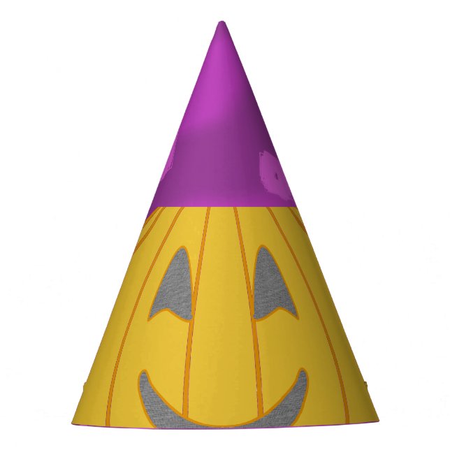 Modern Party Pumpkin on Purple Geometric  Hat (Front)
