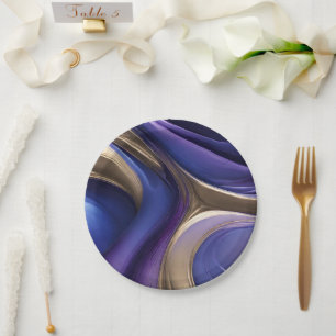 Modern Party Supplies-Blue Purple and Gold- Paper Plate