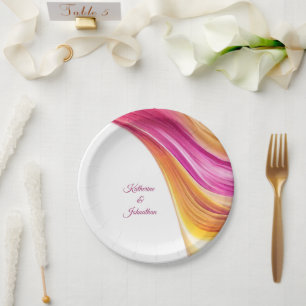 Modern Party Supplies-Pink Orange Yellow- Paper Plate