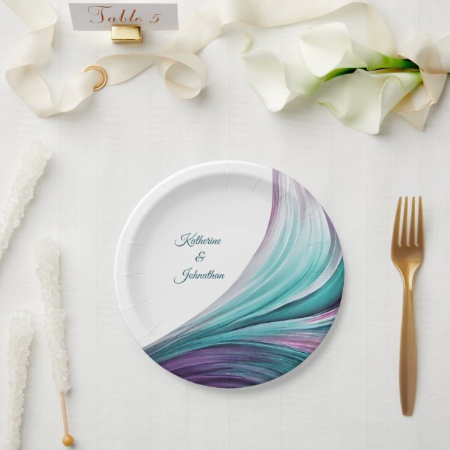 Modern Party Supplies-Purple and Green- Paper Plate (Wedding)