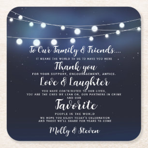 Modern party/wedding Thank you Square Paper Coaster