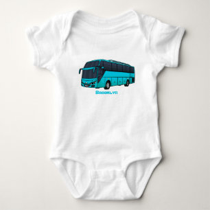 Modern passenger bus cartoon illustration baby bodysuit
