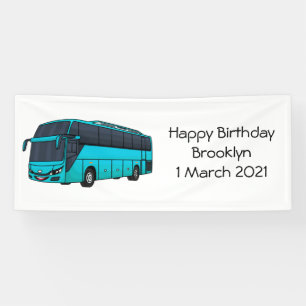 Modern passenger bus cartoon illustration banner
