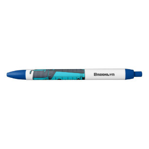 Modern passenger bus cartoon illustration black ink pen