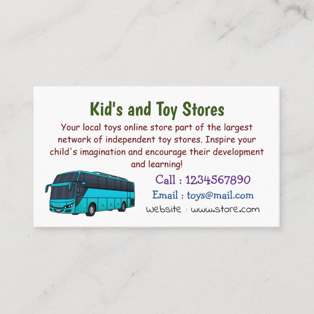 Modern passenger bus cartoon illustration business card (Front)