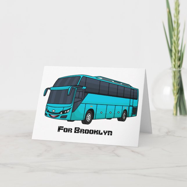 Modern passenger bus cartoon illustration card (Front)