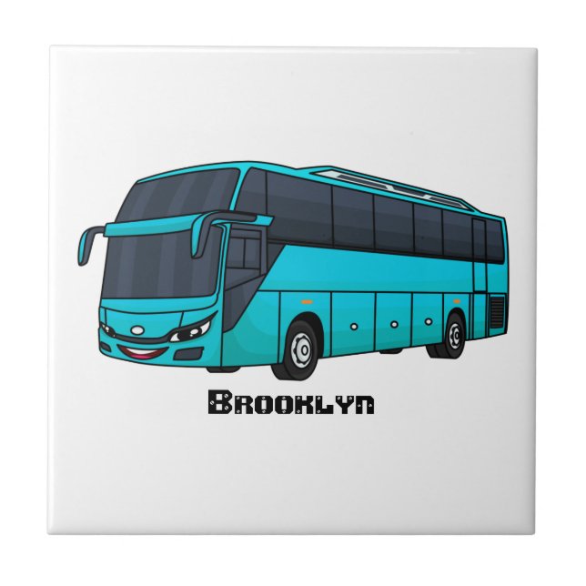 Modern passenger bus cartoon illustration  ceramic tile (Front)