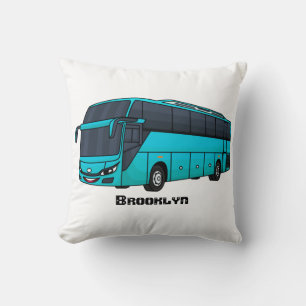 Modern passenger bus cartoon illustration cushion