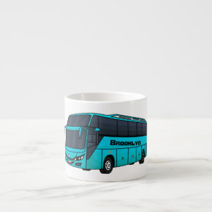 Modern passenger bus cartoon illustration espresso cup