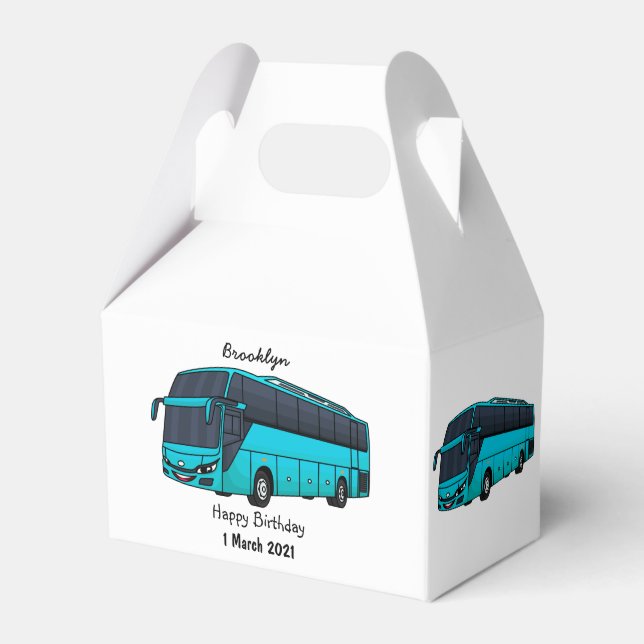 Modern passenger bus cartoon illustration  favour box (Front Side)