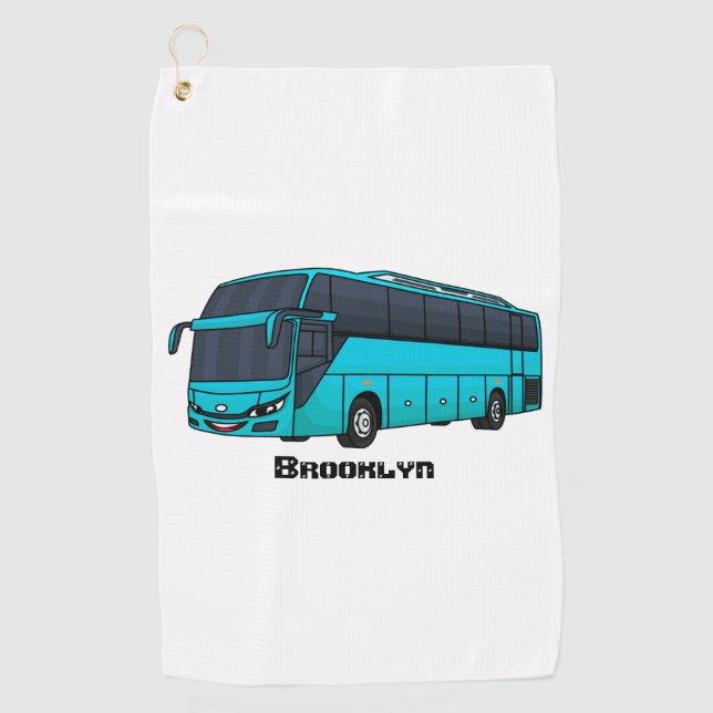 Modern passenger bus cartoon illustration  golf towel (Front)