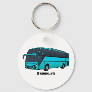 Modern passenger bus cartoon illustration key ring
