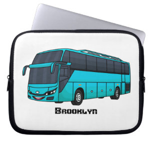 Modern passenger bus cartoon illustration laptop sleeve