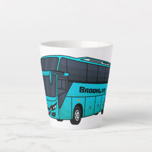 Modern passenger bus cartoon illustration latte mug
