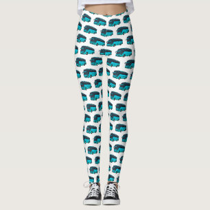 Modern passenger bus cartoon illustration leggings