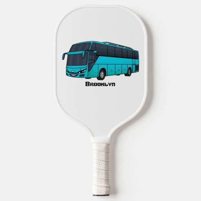 Modern passenger bus cartoon illustration pickleball paddle (Front)