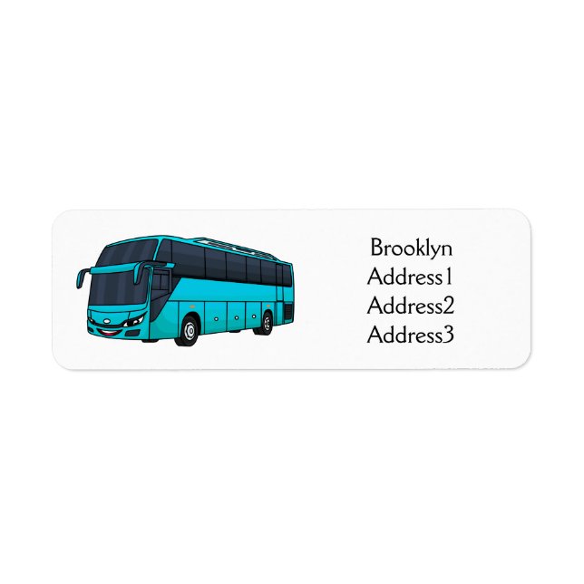 Modern passenger bus cartoon illustration return address label (Front)