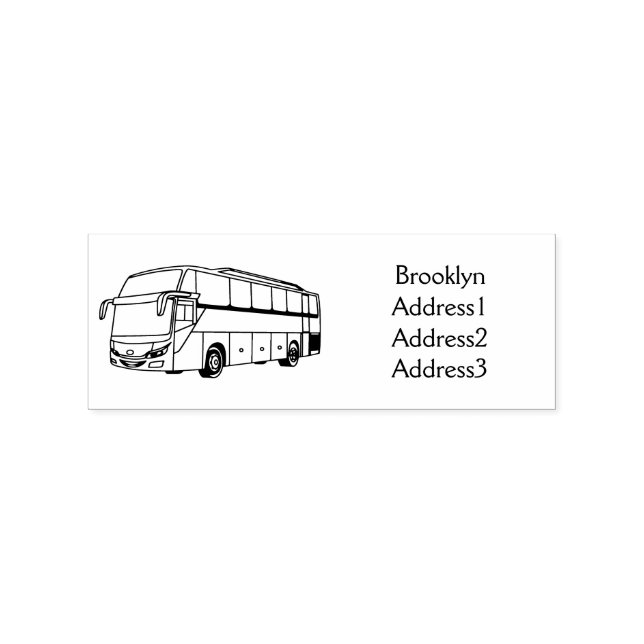 Modern passenger bus cartoon illustration rubber stamp (Imprint)