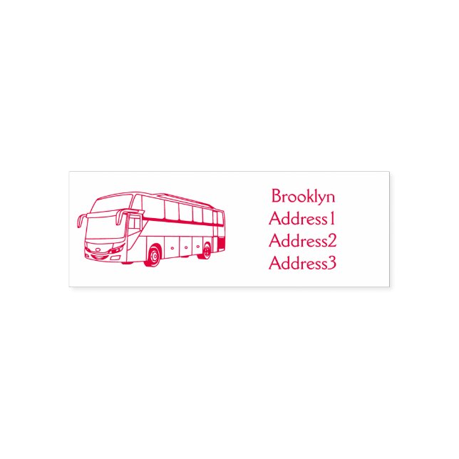 Modern passenger bus cartoon illustration self-inking stamp (Design)