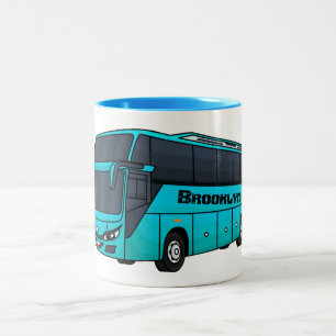 Modern passenger bus cartoon illustration Two-Tone coffee mug