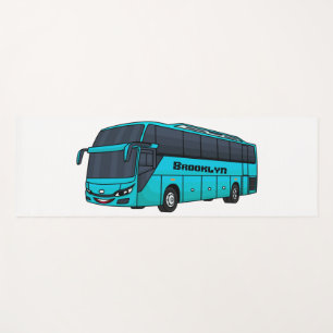 Modern passenger bus cartoon illustration yoga mat