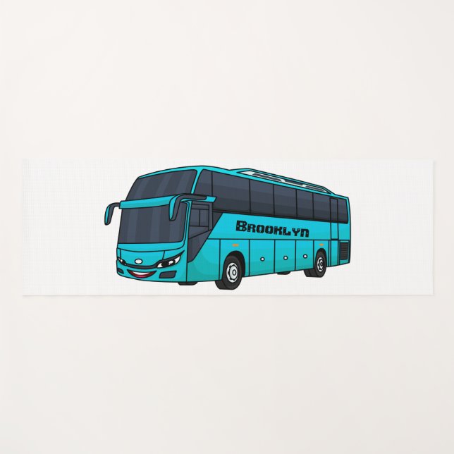 Modern passenger bus cartoon illustration  yoga mat (Front (Horizontal))