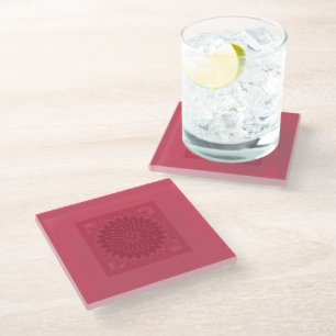 Modern Passion Pink Flower Decorative Art Print Glass Coaster