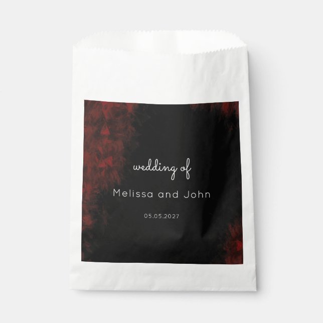Modern Passionate Red 'n Black Wedding Design Favour Bag (Front)