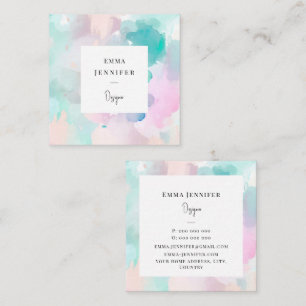 Modern pastel Abstract Painted Pattern  Square Business Card