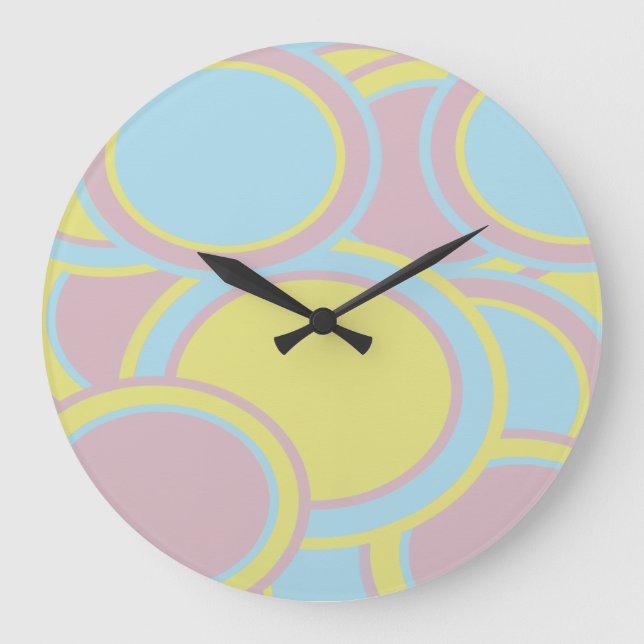 Modern Pastel Abstract Painting Large Clock (Front)