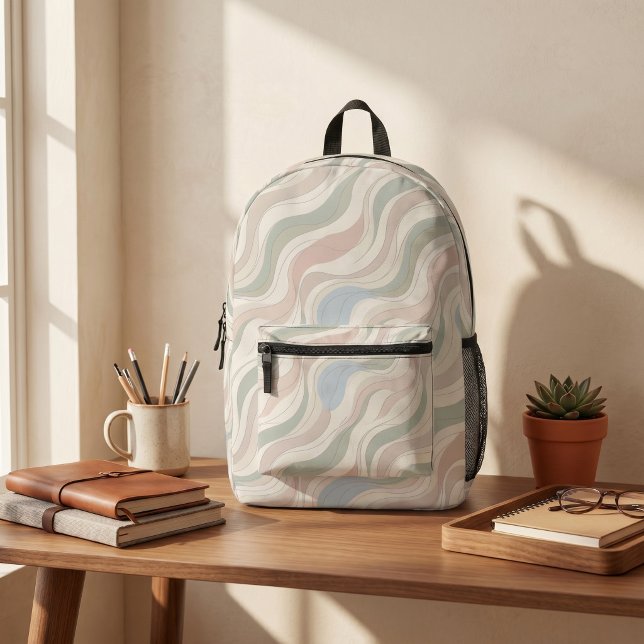 Modern Pastel Abstract Waves Backpack (Creator Uploaded)