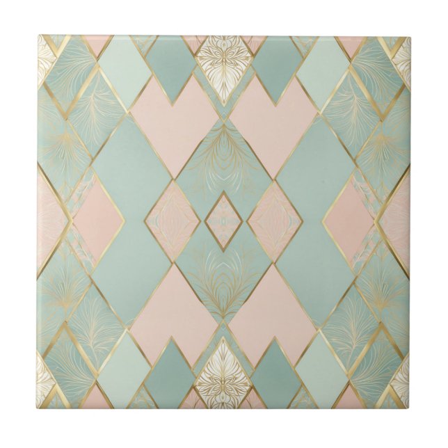 Modern Pastel Argyle Pattern Ceramic Tile (Front)
