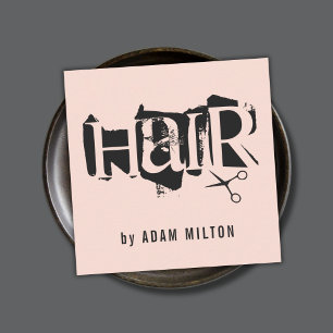 Modern Pastel Black Scissors Hair Stylist Square Business Card