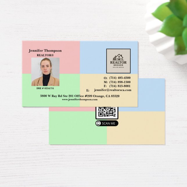 Modern Pastel Block Business Card Background (Desk)