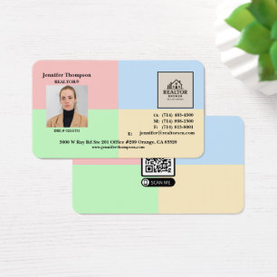 Modern Pastel Block Business Card Background Round
