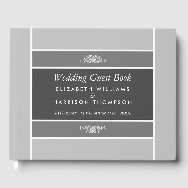 Modern Pastel Block - Siver Gray - Wedding Guest Book (Front)