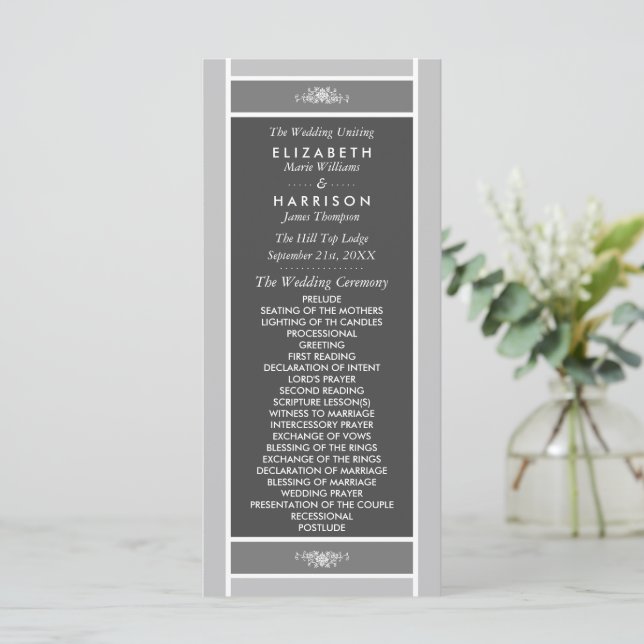 Modern Pastel Block - Siver Grey - Wedding Program (Standing Front)