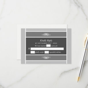 Modern Pastel Block - Siver Grey - Wedding RSVP Card