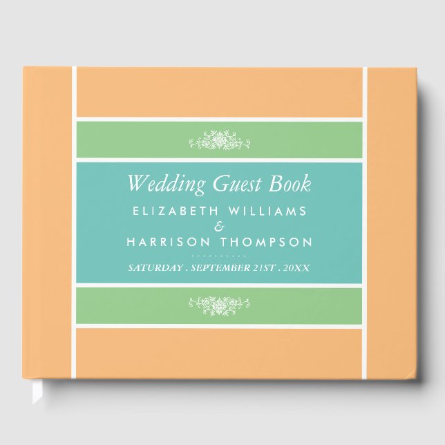Modern Pastel Block - Tropical Colors - Wedding Guest Book (Front)