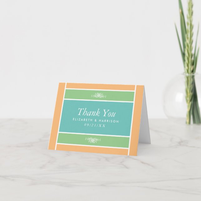 Modern Pastel Block - Tropical Colours - Wedding Thank You Card (Front)