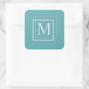 Modern Pastel Blue And White Monogram Sticker