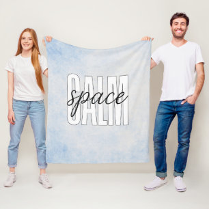 Modern Pastel Blue Calm Space Quote  Fleece Blanket