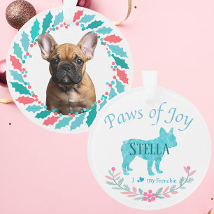 Modern Pastel Blue French Bulldog Personalised Ornament