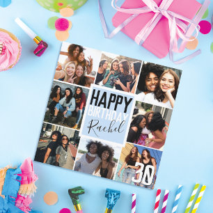 Modern Pastel Blue Friends Photo Collage Birthday Card
