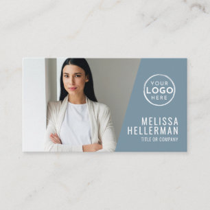 Modern Pastel Blue Minimalist Photo Business Card