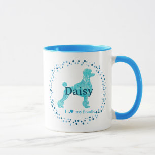Modern Pastel Blue Poodle   Custom Name & Photo Mug