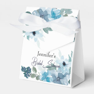 Modern Pastel Blue Roses Floral Wedding Favour Box