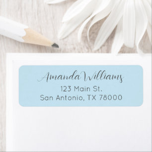 Modern Pastel Blue Script Return Address Label