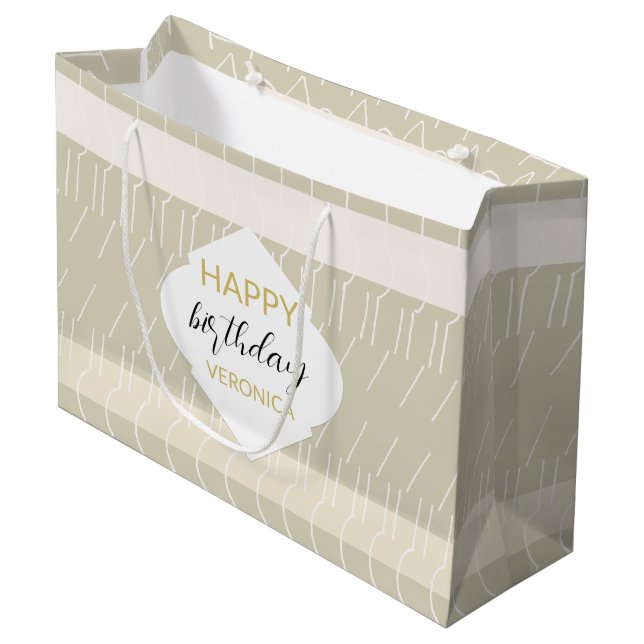 Modern Pastel Blush Geometric Monogram Large Gift Bag (Front Angled)